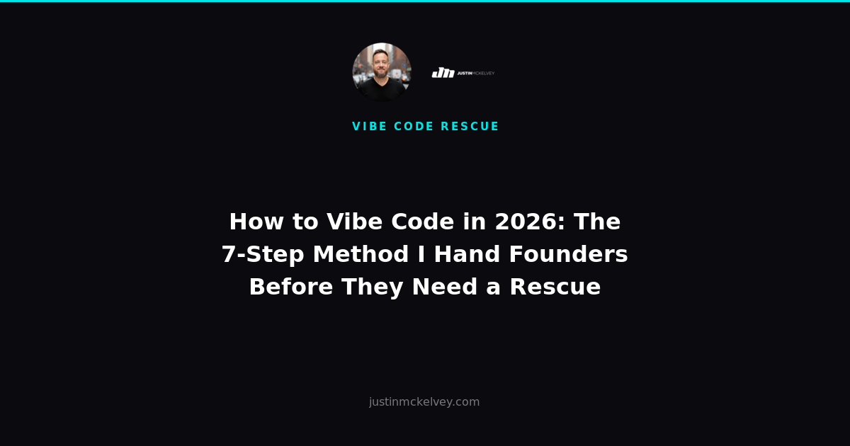 How to Vibe Code in 2026: The 7-Step Method I Hand Founders Before They Need a Rescue