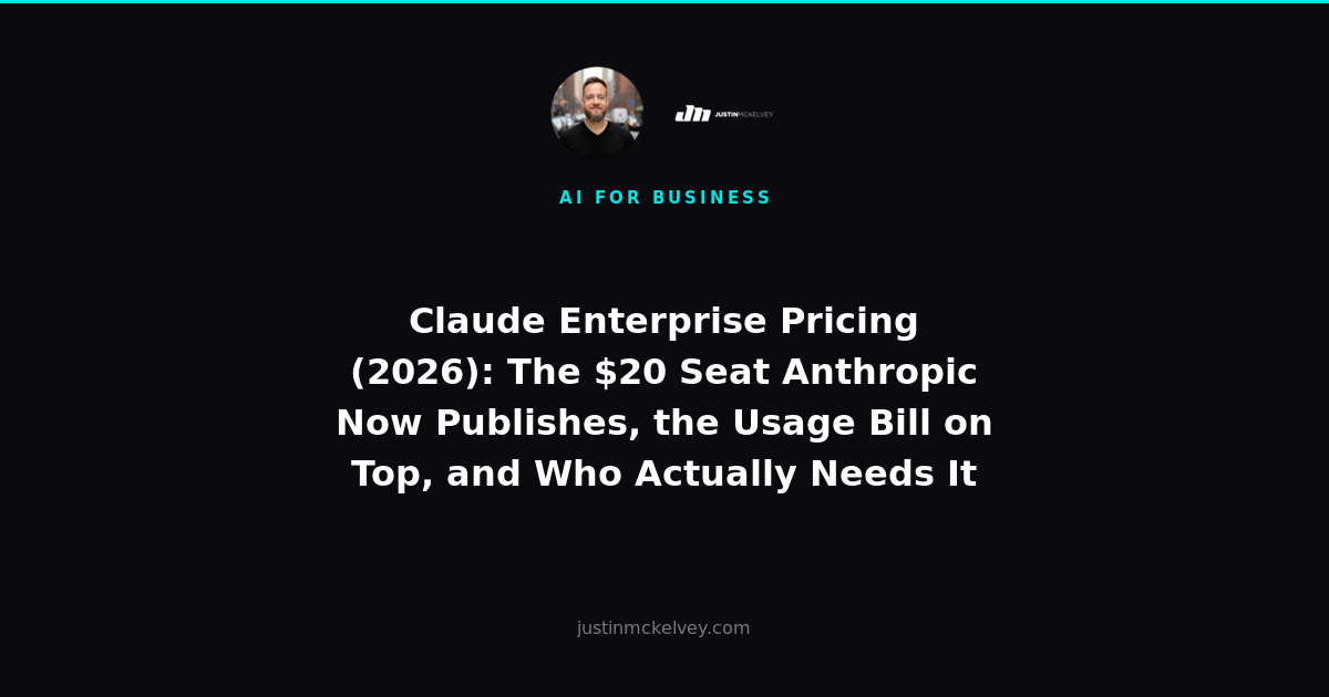 Claude Enterprise Pricing (2026): The $20 Seat Anthropic Now Publishes, the Usage Bill on Top, and Who Actually Needs It