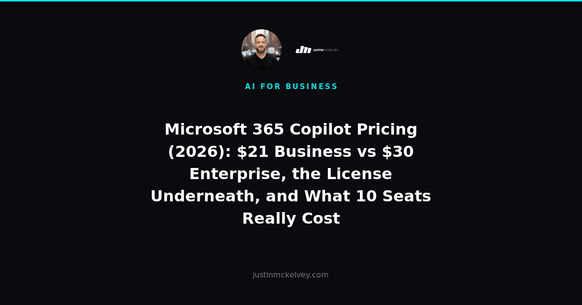 Microsoft 365 Copilot Pricing (2026): $21 Business vs $30 Enterprise, the License Underneath, and What 10 Seats Really Cost