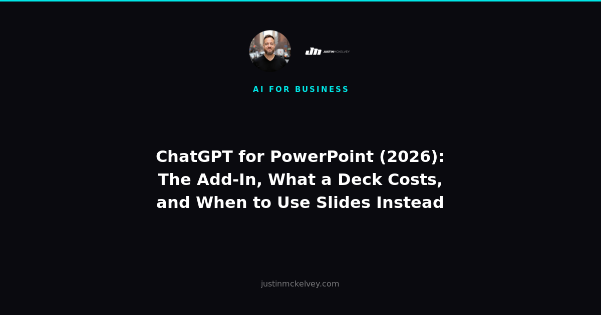 ChatGPT for PowerPoint (2026): The Add-In, What a Deck Costs, and When to Use Slides Instead