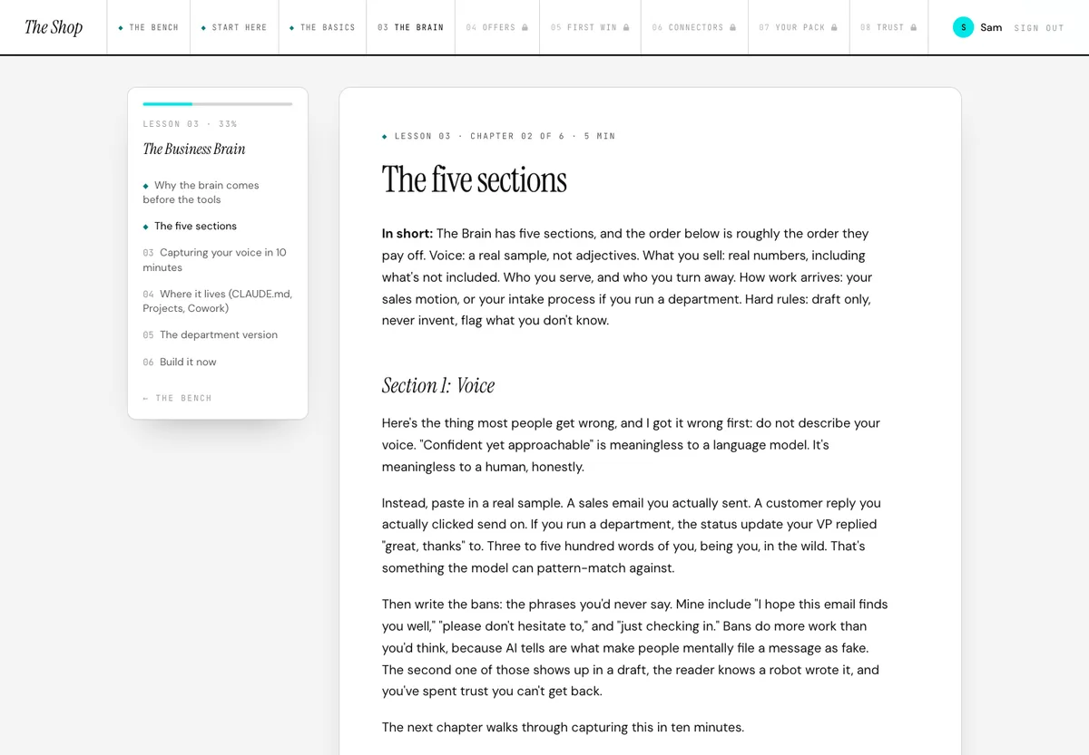 The reader: one idea and one action per chapter, with a "do this now" list at the end.